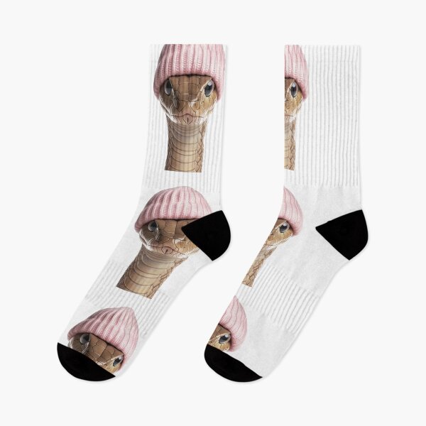 Item preview, Cozy Cobra Snake Wearing Pink Winter Hat Trendy Animal Fashion Artwork designed and sold by LazyOwlStore.
