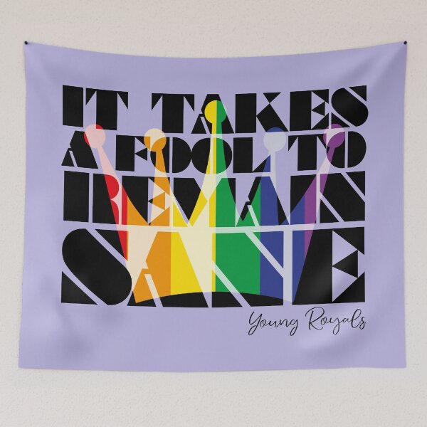 Item preview, It takes a fool to remain sane - typography art with rainbow crown designed and sold by kobyakov.