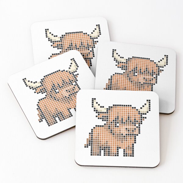 Item preview, Pixeled highland cow (red) designed and sold by Brain Fart Buffet.