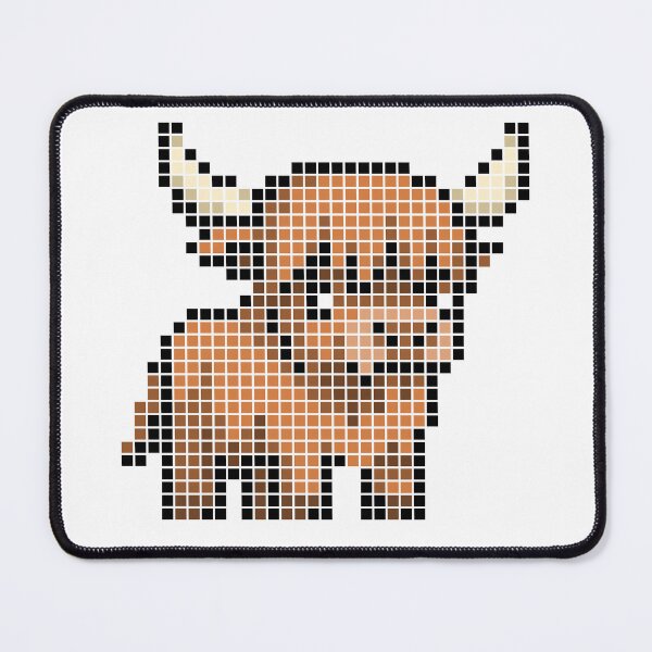 Item preview, Pixeled highland cow (red) designed and sold by Brain Fart Buffet.