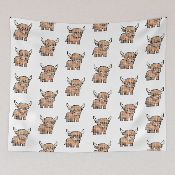 Item preview, Pixeled highland cow (red) designed and sold by Brain Fart Buffet.