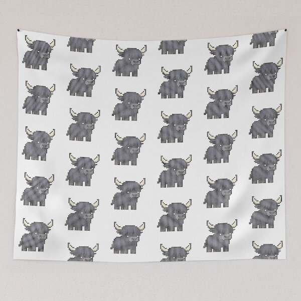 Item preview, Pixeled highland cow (black) designed and sold by Brain Fart Buffet.