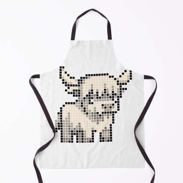 Item preview, Pixeled highland cow (white) designed and sold by Brain Fart Buffet.