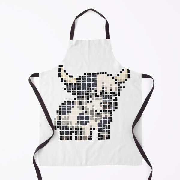 Item preview, Pixeled highland cow (black and white) designed and sold by Brain Fart Buffet.