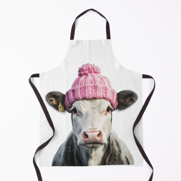 Item preview, Cozy Cow Wearing Pink Winter Hat Trendy Animal Fashion Artwork designed and sold by LazyOwlStore.