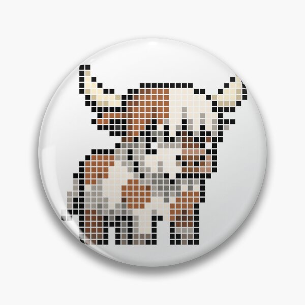 Item preview, Pixeled highland cow (red and white) designed and sold by Brain Fart Buffet.