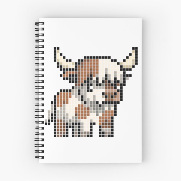 Item preview, Pixeled highland cow (red and white) designed and sold by Brain Fart Buffet.