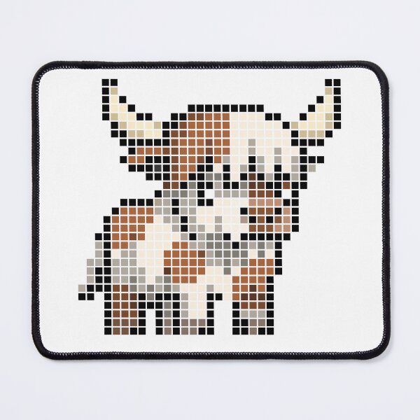 Item preview, Pixeled highland cow (red and white) designed and sold by Brain Fart Buffet.