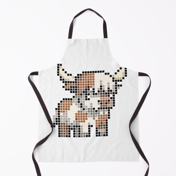 Item preview, Pixeled highland cow (red and white) designed and sold by Brain Fart Buffet.