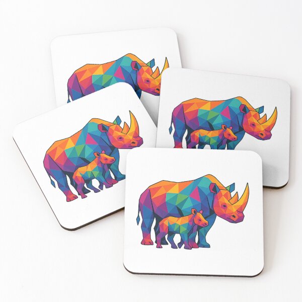 Item preview, Prismatic Rhino with Calf designed and sold by TheWonkyEaselCo.