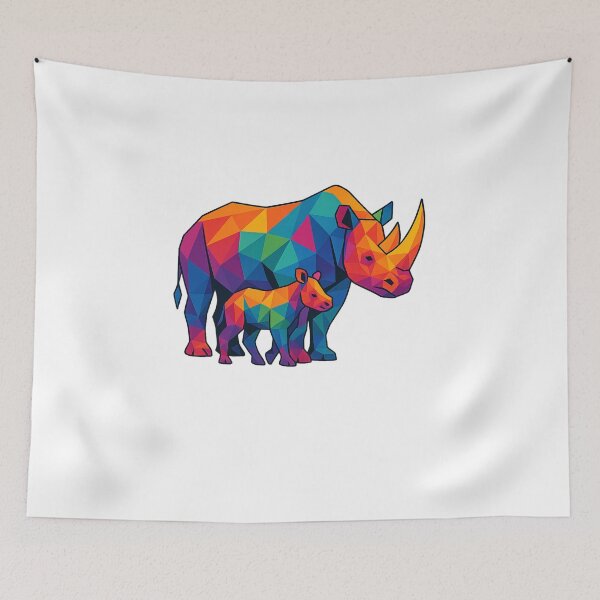 Item preview, Prismatic Rhino with Calf designed and sold by TheWonkyEaselCo.