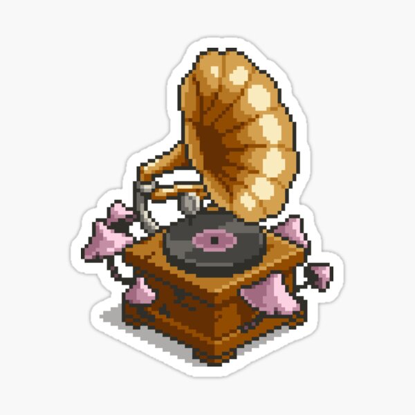 Item preview, Gramófono con setas Pixel Art designed and sold by SassyBadgerGames.