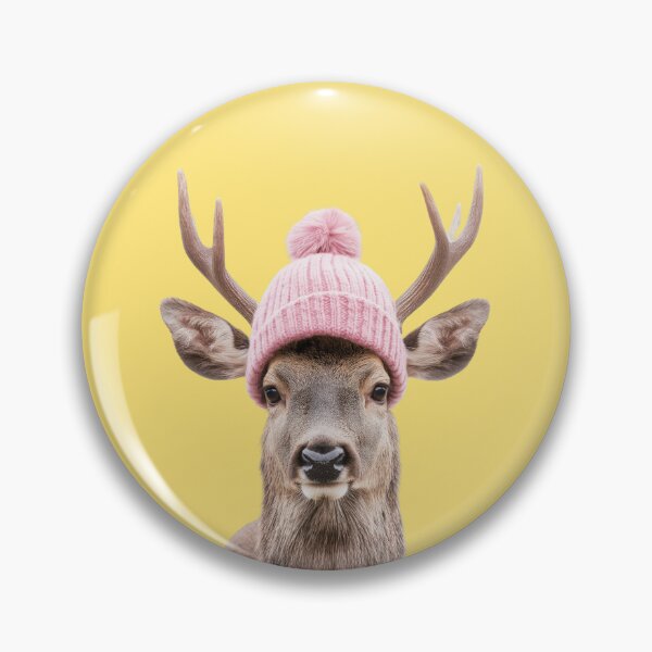 Item preview, Cozy Deer Wearing Pink Winter Hat Trendy Animal Fashion Artwork designed and sold by LazyOwlStore.