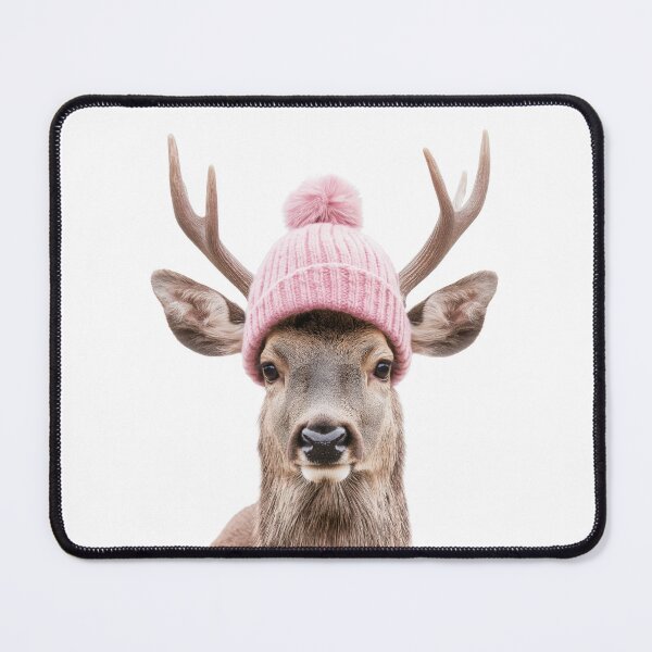 Item preview, Cozy Deer Wearing Pink Winter Hat Trendy Animal Fashion Artwork designed and sold by LazyOwlStore.