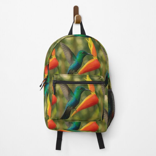 Item preview, Green-throated Carib Hummingbird Feeding on Heliconia Flower designed and sold by SMN-Studio.