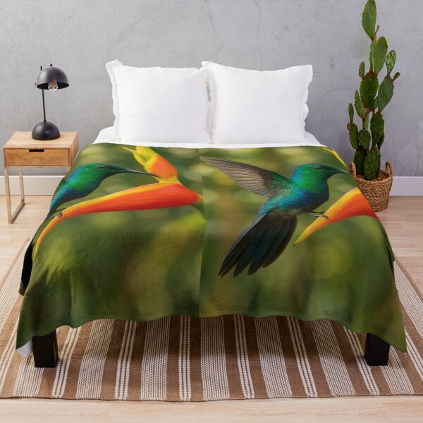 Item preview, Green-throated Carib Hummingbird Feeding on Heliconia Flower designed and sold by SMN-Studio.
