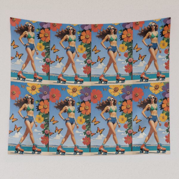 Item preview, Retro Roller Skate Vibes: Summer on Wheels Floral designed and sold by CarrollGene.