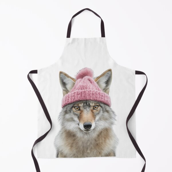 Item preview, Cozy Coyote Wearing Pink Winter Hat Trendy Animal Fashion Artwork designed and sold by LazyOwlStore.