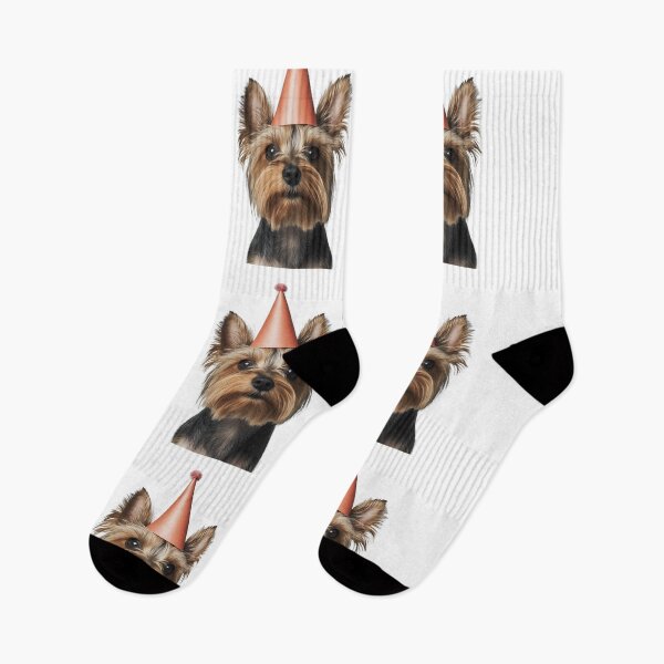 Item preview, Cute Yorkshire Terrier dog with Party Hat Birthday Celebration designed and sold by LazyOwlStore.
