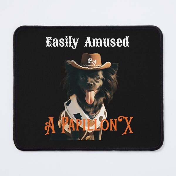 Item preview, "Funny Cowboy Papillon X Dog – Cute Western Pet Lover Design by Maziblu" designed and sold by Mazieblu.