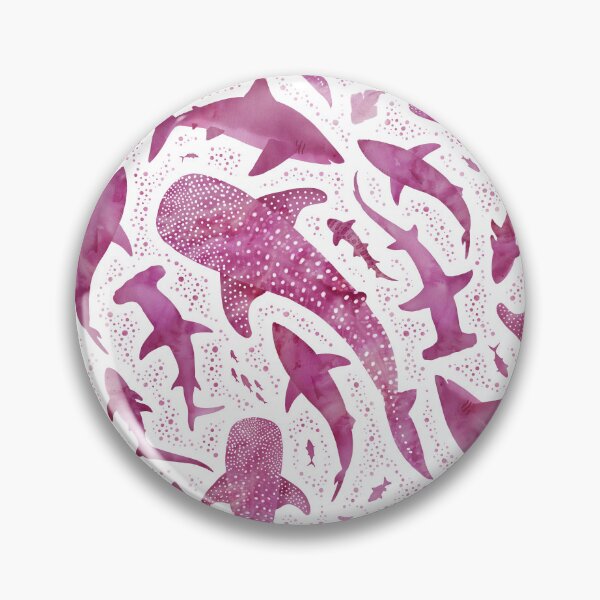 Item preview, Monochrome pink watercolour shark ocean on white designed and sold by adenaJ.