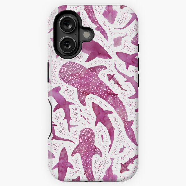 Item preview, Monochrome pink watercolour shark ocean on white designed and sold by adenaJ.