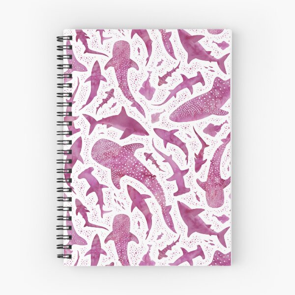Item preview, Monochrome pink watercolour shark ocean on white designed and sold by adenaJ.