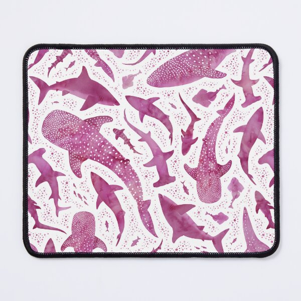 Item preview, Monochrome pink watercolour shark ocean on white designed and sold by adenaJ.