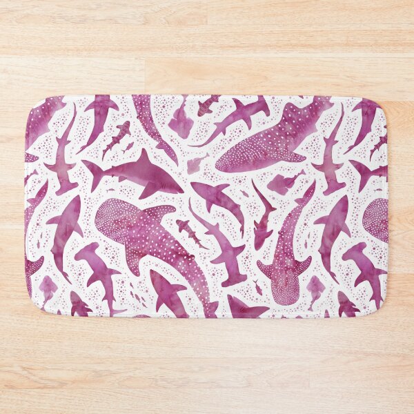 Item preview, Monochrome pink watercolour shark ocean on white designed and sold by adenaJ.