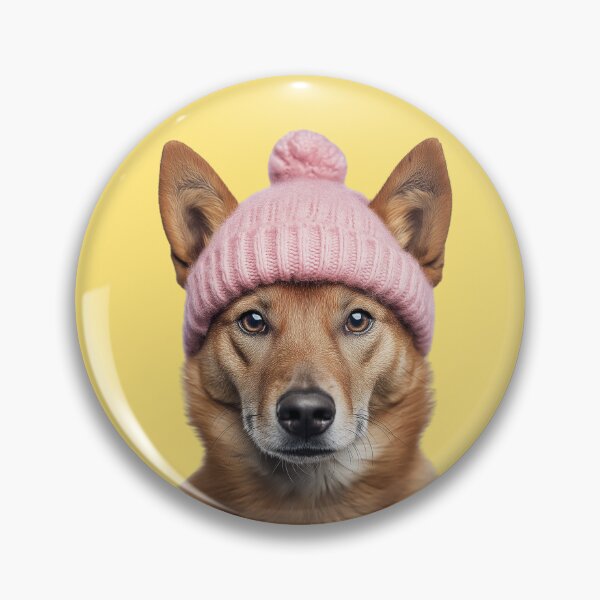 Item preview, Cozy Dingo Wearing Pink Winter Hat Trendy Animal Fashion Artwork designed and sold by LazyOwlStore.
