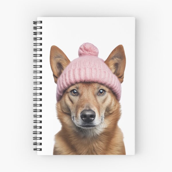 Item preview, Cozy Dingo Wearing Pink Winter Hat Trendy Animal Fashion Artwork designed and sold by LazyOwlStore.