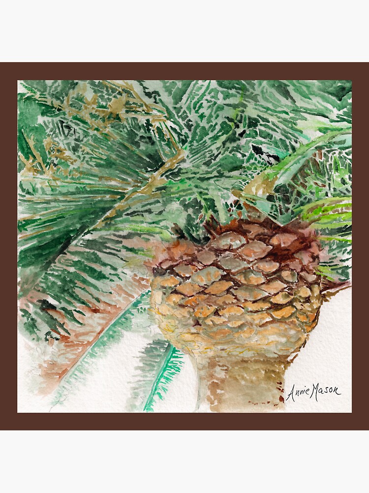 Thumbnail 3 of 3, Sticker, Palm - watercolor and pen illustration designed and sold by anniem49.