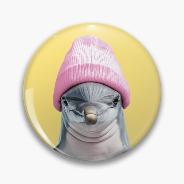 Item preview, Cozy Dolphin Wearing Pink Winter Hat Trendy Animal Fashion Artwork designed and sold by LazyOwlStore.