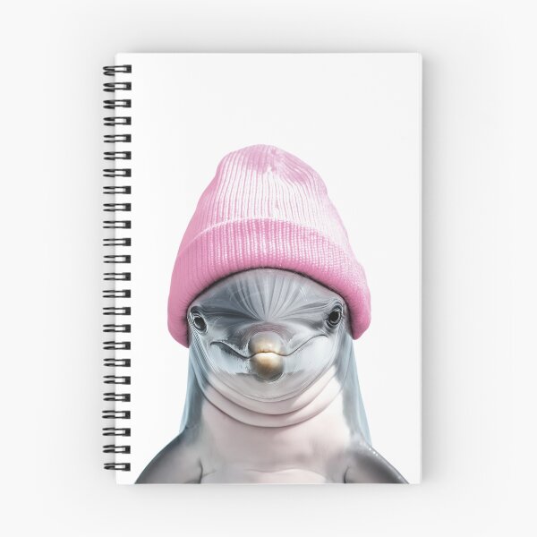 Item preview, Cozy Dolphin Wearing Pink Winter Hat Trendy Animal Fashion Artwork designed and sold by LazyOwlStore.