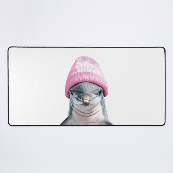 Item preview, Cozy Dolphin Wearing Pink Winter Hat Trendy Animal Fashion Artwork designed and sold by LazyOwlStore.