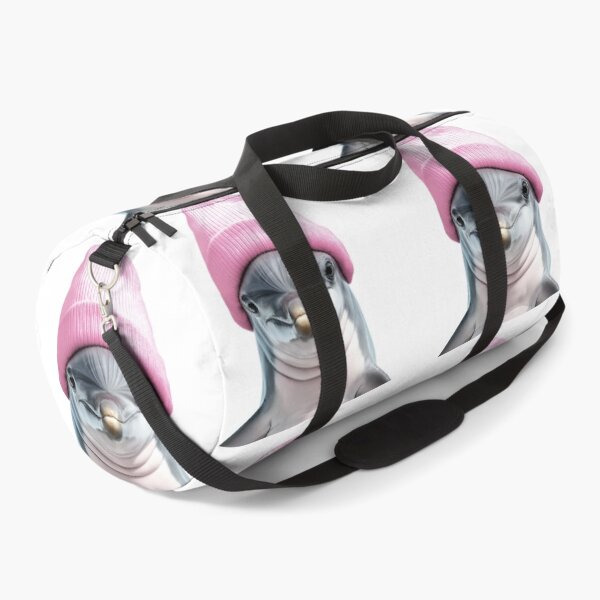 Item preview, Cozy Dolphin Wearing Pink Winter Hat Trendy Animal Fashion Artwork designed and sold by LazyOwlStore.