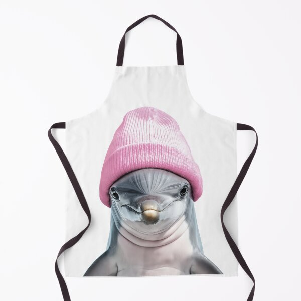 Item preview, Cozy Dolphin Wearing Pink Winter Hat Trendy Animal Fashion Artwork designed and sold by LazyOwlStore.