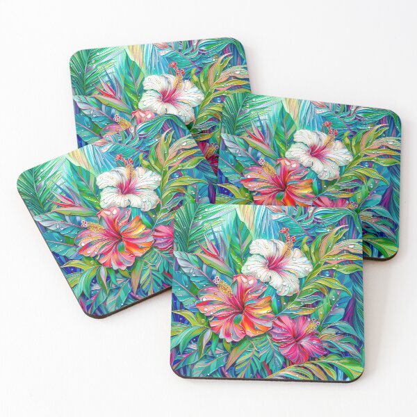 Item preview, Tropical Hibiscus Jungle – Vibrant Botanical Art with Exotic Leaves designed and sold by MargaretWiktor.