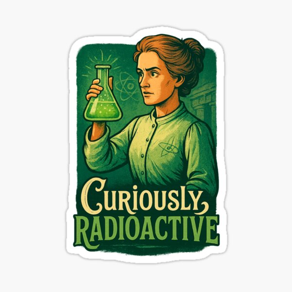 Vista previa del artículo con la obra «Curiously Radioactive – Marie Curie with a Glowing Twist», diseñado y vendido por Neonyx2020.