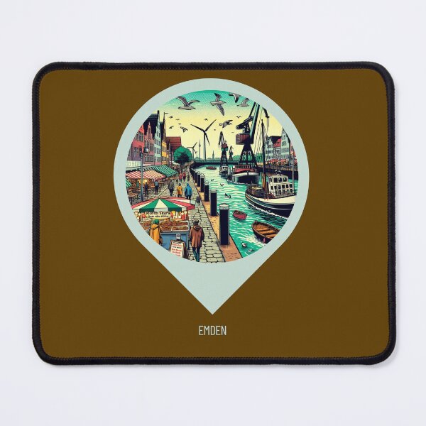 Item preview, Emden Comic Style City Art – Vibrant AI Design for Travel Lovers, Perfect for Apparel, Gifts & Accessories designed and sold by knalpot-design.