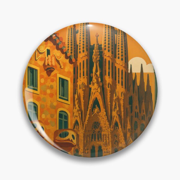 Item preview, Traveling BARCELONA Spain Vintage Poster designed and sold by Earth Celebration Designs.