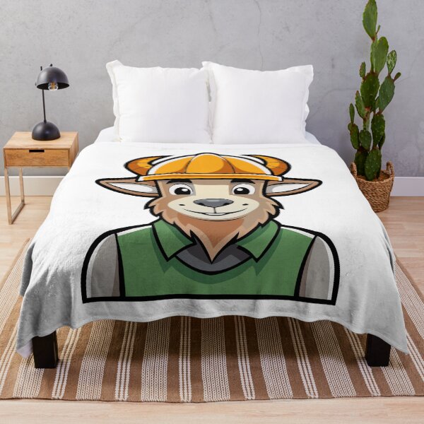 Item preview, Goat construction worker in a yellow hard hat and green vest. designed and sold by GregorySmithRed.