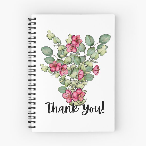 Item preview, Simple Thank You With Pink Flowers, Eucalyptus Leaves, Illustration designed and sold by JoyfulWhimsy.