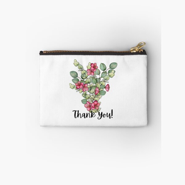 Item preview, Simple Thank You With Pink Flowers, Eucalyptus Leaves, Illustration designed and sold by JoyfulWhimsy.