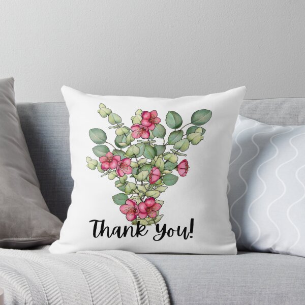 Item preview, Simple Thank You With Pink Flowers, Eucalyptus Leaves, Illustration designed and sold by JoyfulWhimsy.