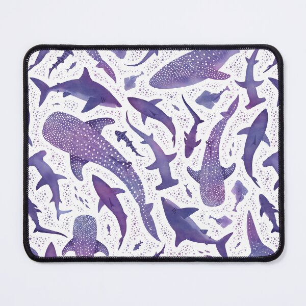 Item preview, Monochrome purple watercolour shark ocean on white designed and sold by adenaJ.