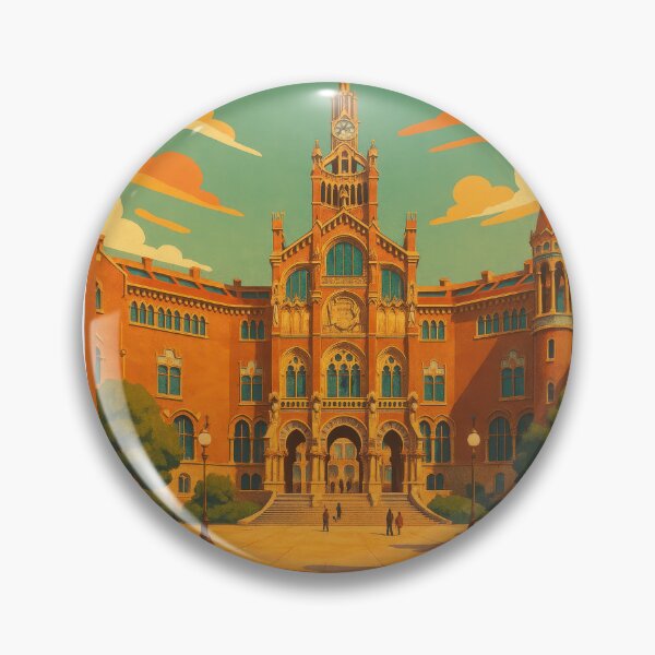 Item preview, BARCELONA Spain HOSPITAL DE SAN PAUL  Vintage Poster and Greeting Card designed and sold by Earth Celebration Designs.