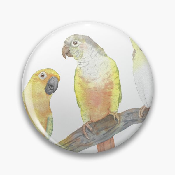 Item preview, Sun Conure, Green-cheeked Conure, Cockatiel Watercolor Portrait v2 designed and sold by L'Atelier Oranjade.