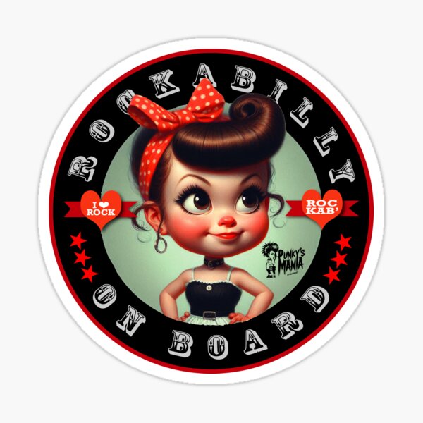 Artikel-Vorschau von Rockabilly on Board Autoaufkleber Modell 3, designt und verkauft von Punky's Mania.