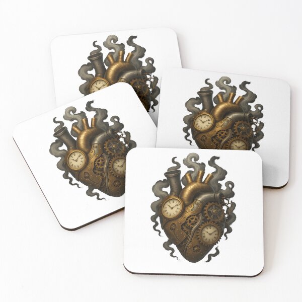 Item preview, Steampunk Mechanical Heart with Gears and Vintage Clocks designed and sold by WolfPixelRo.